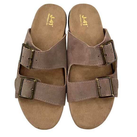 J-41 Adventure On Womens Leather Cushioned Footbed Slide Sandals 10M - Picture 3 of 11